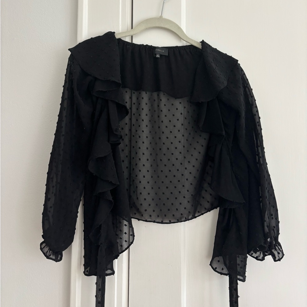 Majorelle Off the Shoulder Sheer Black Blouse